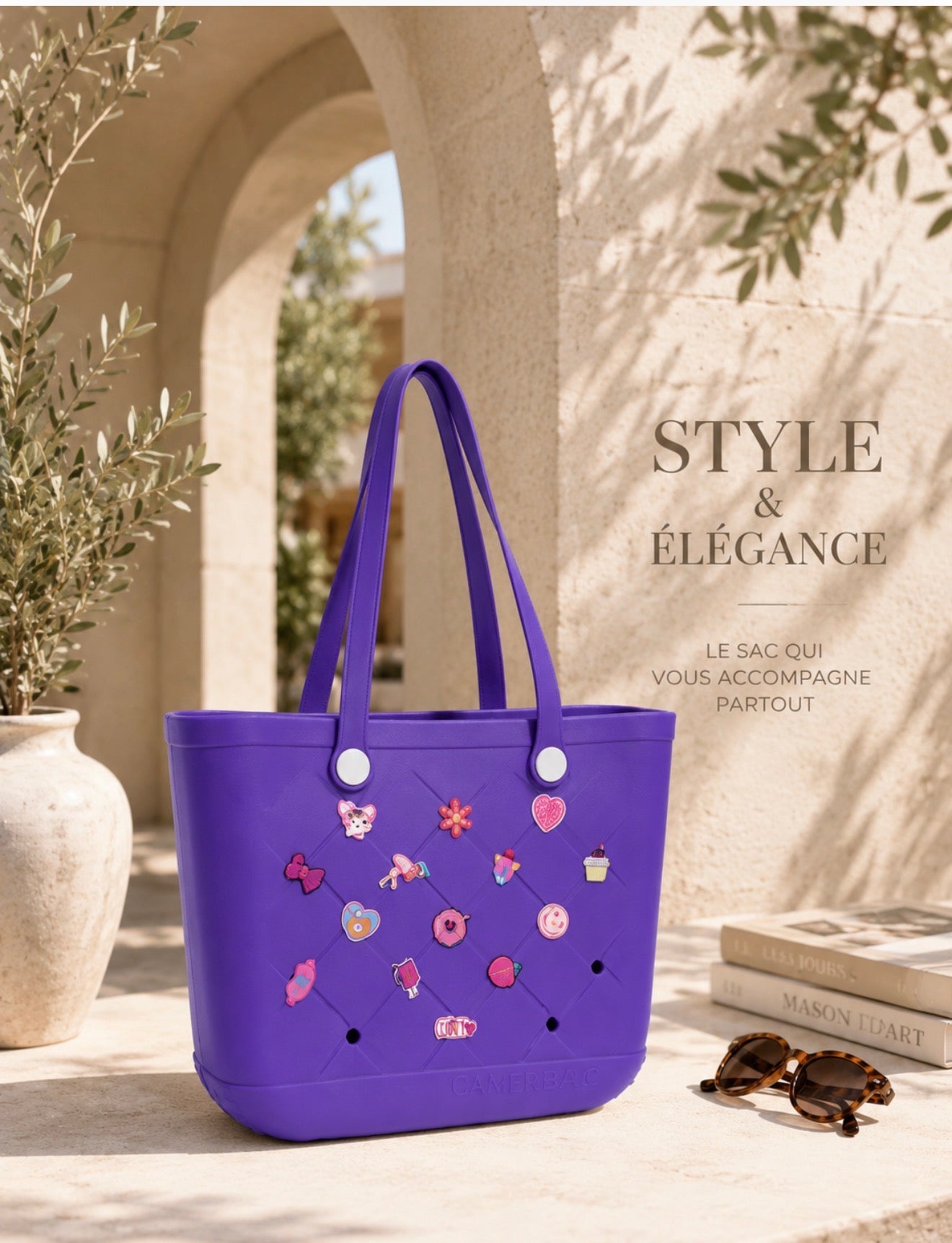 sac tendance violet en silicone avec motif
