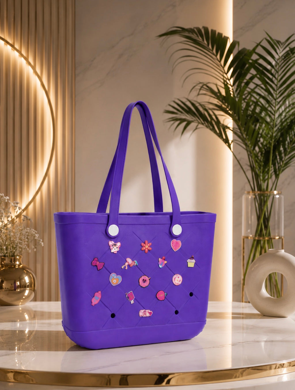 sac tendance violet en silicone avec motif