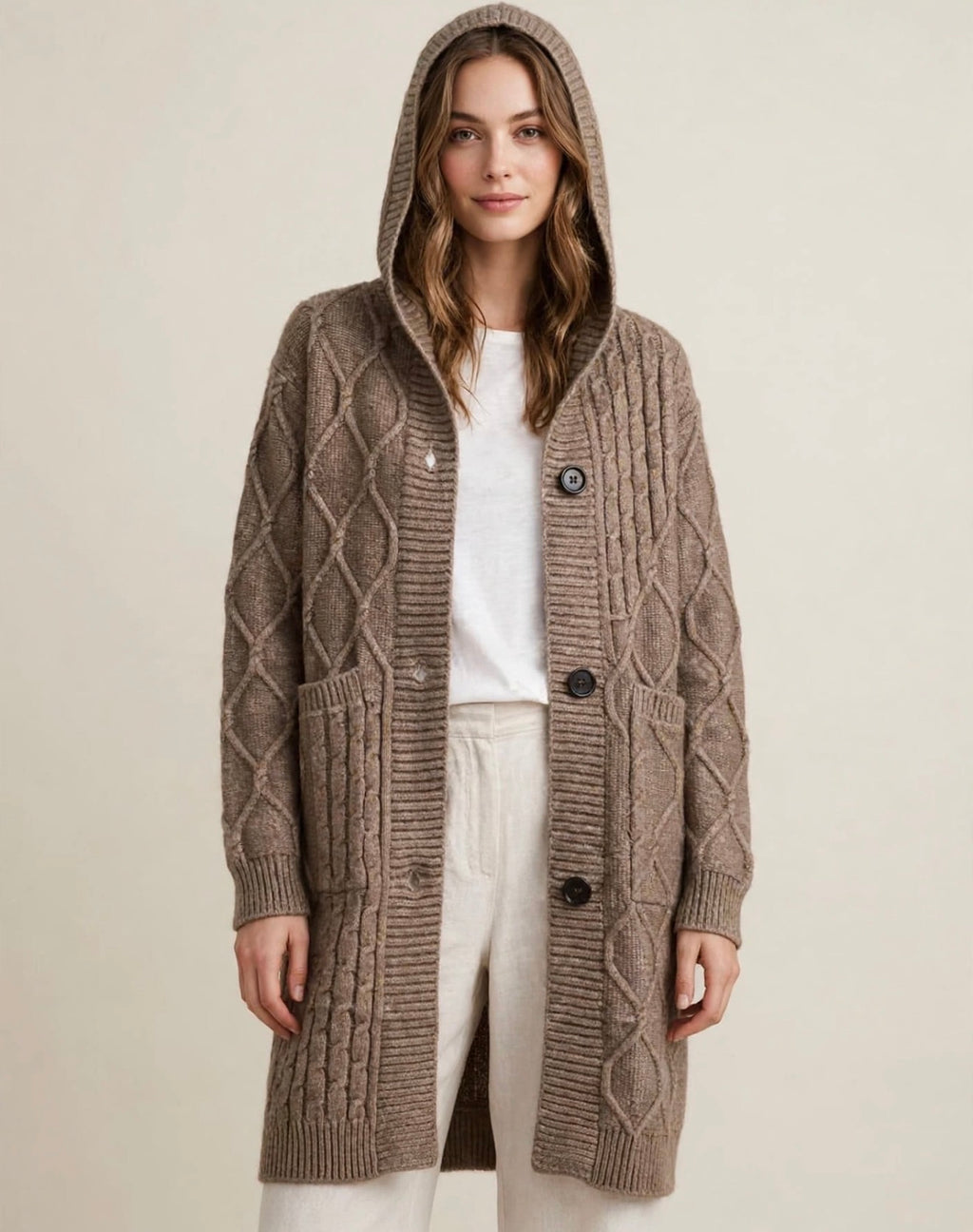 Cardigan Mi-Long à Capuche