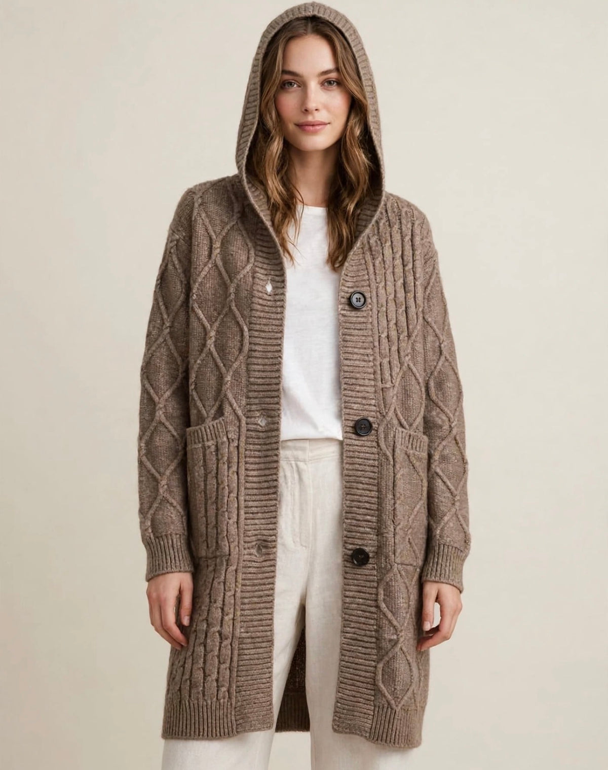 Cardigan Mi-Long à Capuche
