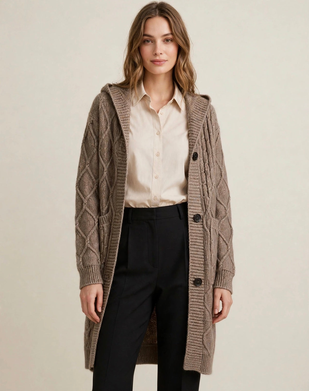 Cardigan Mi-Long à Capuche